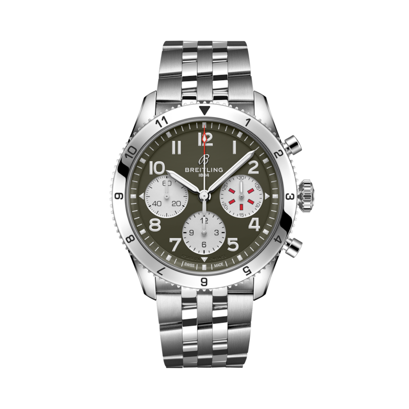 Classic AVI Chronograph 42 Curtiss Warhawk經典飛行員計時腕錶「寇帝斯戰鷹」特別版 綠色 | V-DIAL-COLOR-5765 dial, A233802A1L1A1