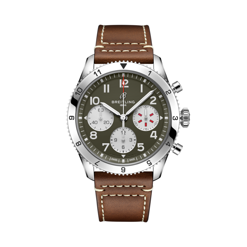 Classic AVI Chronograph 42 Curtiss Warhawk經典飛行員計時腕錶「寇帝斯戰鷹」特別版 綠色 | V-DIAL-COLOR-5765 dial, A233802A1L1X1