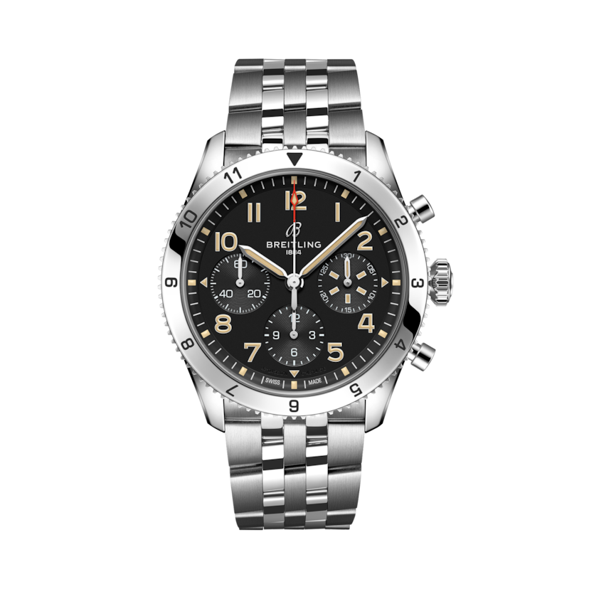Classic AVI Chronograph 42 P-51 Mustang經典飛行員計時腕錶「P-51野馬戰鬥機」特別版 黑色 | V-DIAL-COLOR-5686 dial, A233803A1B1A1