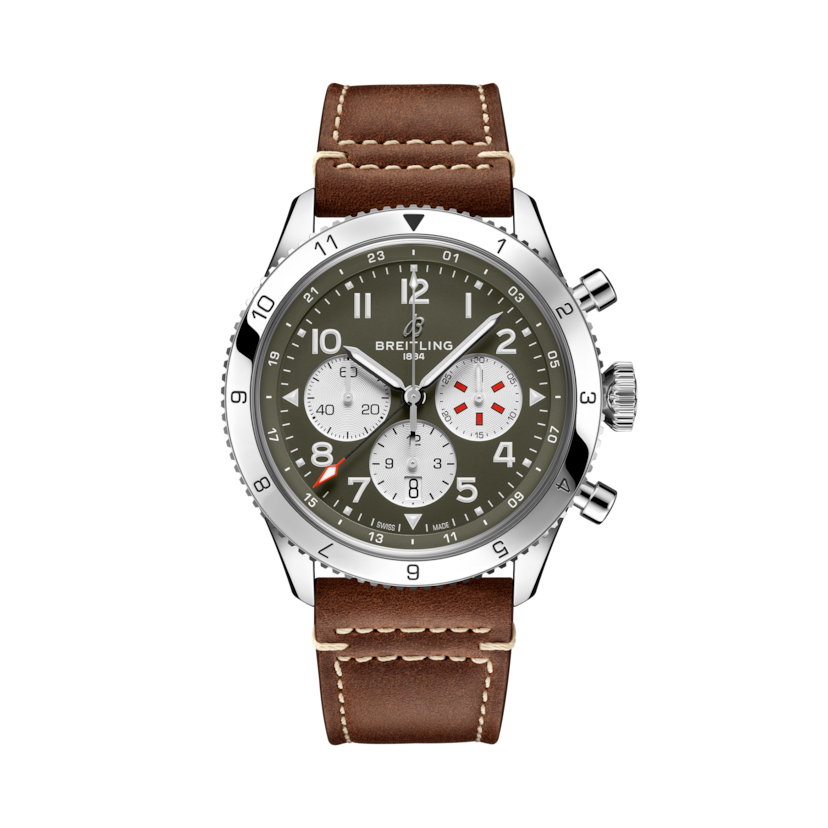 Super AVI B04 Chronograph GMT 46 Curtiss Warhawk超級飛行員世界時計時腕錶「寇帝斯戰鷹」特別版 綠色 | V-DIAL-COLOR-5765 dial, AB04452A1L1X1