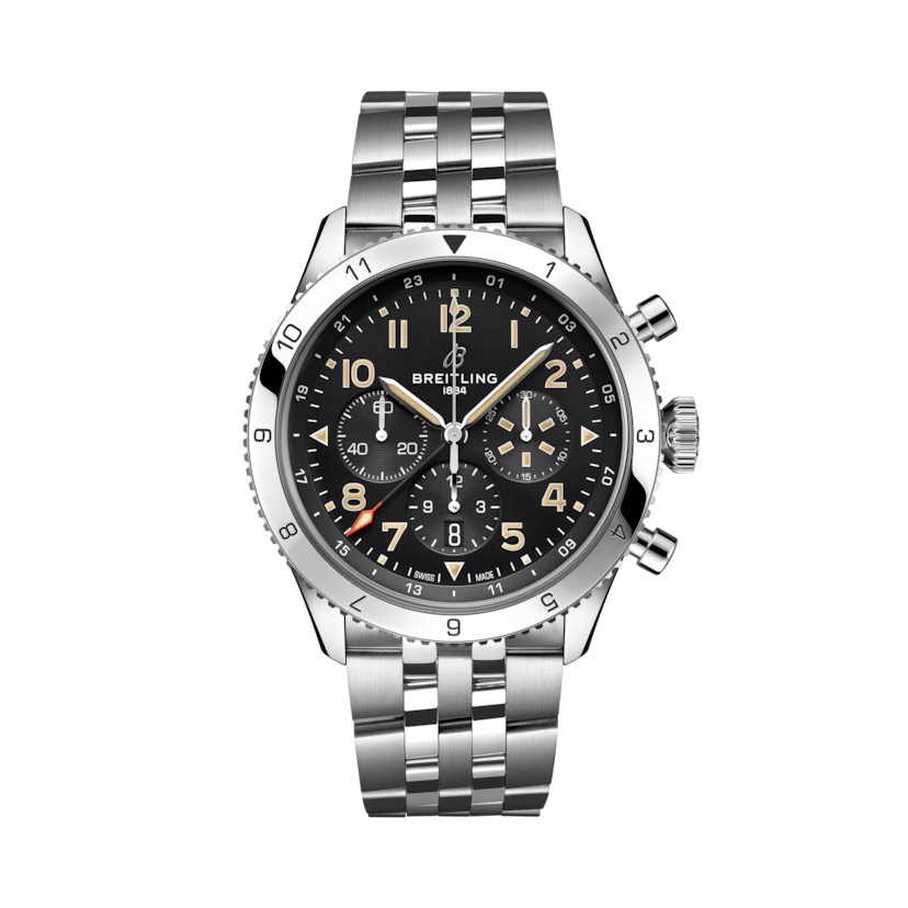 Super AVI B04 Chronograph GMT 46 P-51 Mustang超級飛行員世界時計時腕錶「野馬戰鬥機」特別版 黑色 | V-DIAL-COLOR-5686 dial, AB04453A1B1A1