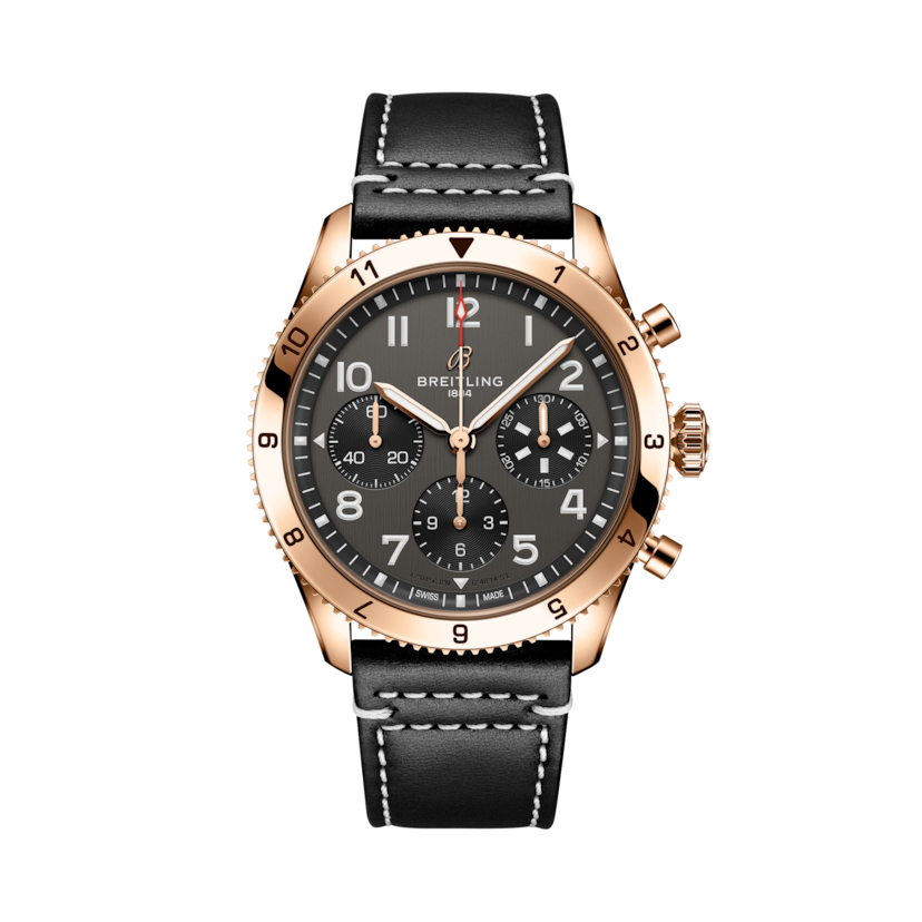 Classic AVI Chronograph 42 P-51 Mustang經典飛行員計時腕錶「P-51野馬戰鬥機」特別版 黑色 | V-DIAL-COLOR-5686 dial, R233801A1B1X1